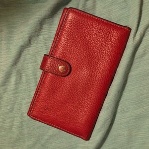 VGUC VINT ❤️ COACH ❤️ BIFOLD Snap Strap (WRISTLET) WALLET ⭐️ Red Pebbled Leather